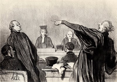 Adwokat, który jest ewidentnie w pełni przekonany…, 1845. autorstwa Honoré Daumier