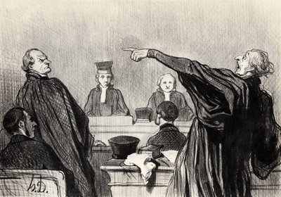 Adwokat, który jest ewidentnie w pełni przekonany... Z serii Les gens de Justice, 1845 autorstwa Honoré Daumier