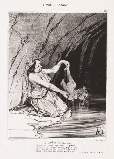 Historia starożytna: Pl. 22, Chrzest Achillesa . autorstwa Honoré Daumier