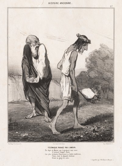 Historia starożytna : Pl. 27, Telemach spustoszony przez miłość..., 1842. autorstwa Honoré Daumier