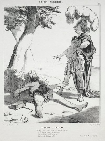 Historia starożytna, tablica 20: Aleksander i Diogenes, 14 sierpnia 1842. autorstwa Honoré Daumier