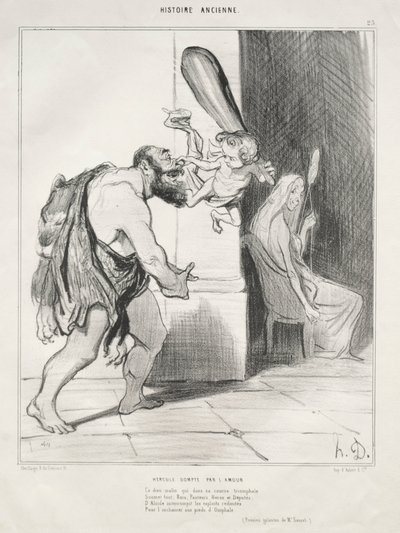 Historia starożytna, tablica 25: Herkules ujarzmiony przez Kupidyna, 18 września 1842 r. autorstwa Honoré Daumier