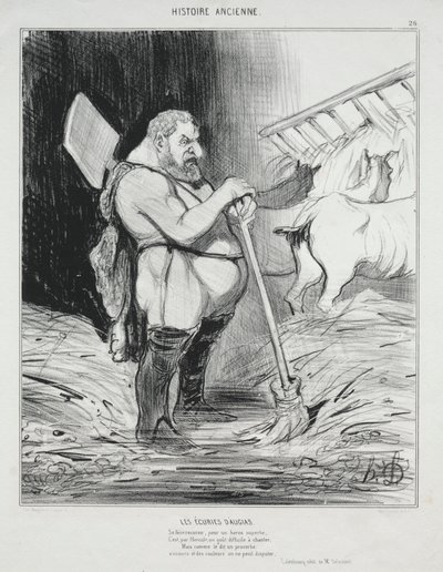 Historia starożytna, tablica 26: Stajnia Augeasów, 25 września 1842 r. autorstwa Honoré Daumier