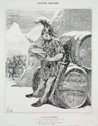Historia starożytna, tablica 28: Przejście Hannibala, 6 października 1842 r. autorstwa Honoré Daumier