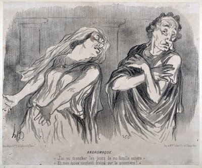 Andromaque Grawerowanie autorstwa Honore Daumier (1808-1879) w „”Le Charivari”””. Palais Longchamp, Muzeum Sztuk Pięknych w Marsylii. autorstwa Honoré Daumier