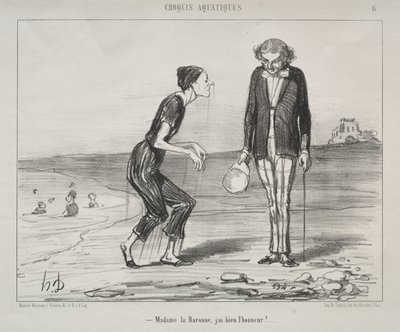 Szkice podwodne, płyta 8: Madame la Baronne, to mój zaszczyt... autorstwa Honoré Daumier