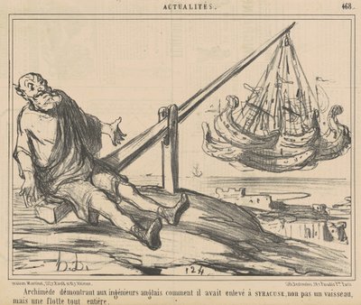 Archimedes demonstruje angielskim inżynierom... autorstwa Honoré Daumier