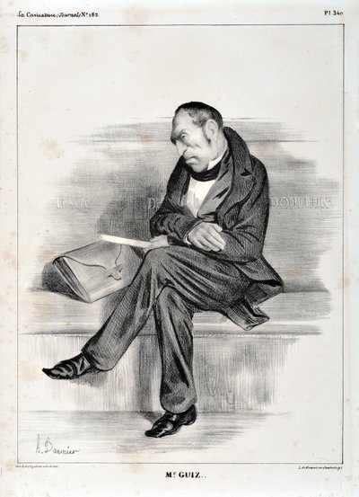 Grafika: Honore Daumier (1808-1879). Charivari pochodzi z 1833 roku: Serie Celebrites de la caricature „”M. Guiz…”” MUZEUM SZTUK PIĘKNYCH – PAŁAC LONGCHAMP, MARSEILLE autorstwa Honoré Daumier