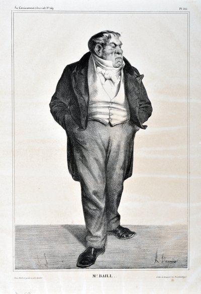 Grafika: Honore Daumier (1808-1879). Charivari pochodzi z 1833 roku: Serie Celebrites de la caricature „” Mr. Baill…”” MUZEUM SZTUK PIĘKNYCH - PAŁAC LONGCHAMP, MARSEILLE autorstwa Honoré Daumier
