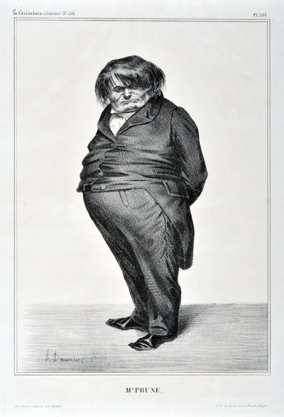 Grafika: Honore Daumier (1808-1879). Charivari pochodzi z 1833 roku: Serie Celebrites de la Caricature „”M. Plum””MUZEUM SZTUK PIĘKNYCH - PALAIS LONGCHAMP, MARSEILLE autorstwa Honoré Daumier