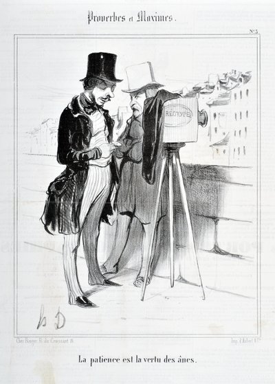 Grafika: Honore Daumier (1808-1879). Charivari pochodzi z 1840 roku: Seria PRZYSŁÓW I MAKSYMALNYCH „Cierpliwość jest cnotą osłów”” MUZEUM SZTUK PIĘKNYCH - PALAIS LONGCHAMP, MARSEILLE autorstwa Honoré Daumier
