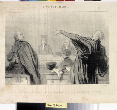 Grafika: Honore Daumier (1808-1879). Charivari pochodzi z 1845 roku: Serie LES PEANS DE SPRAWIEDLIWOŚCI. „Prawnik, który jest oczywiście przepełniony najbardziej intymnym przekonaniem… że jego klient dobrze mu zapłaci””” MUSEE DES BEAUX ARTS - PALAIS LONGC autorstwa Honoré Daumier