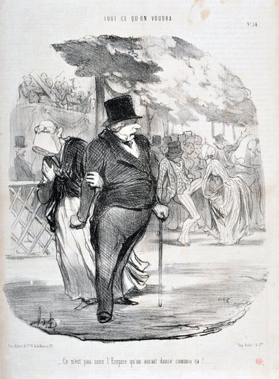 Grafika: Honore Daumier (1808-1879). Charivari pochodzi z 1849 roku: Serie WSZYSTKO CO BĘDZIESZ „”To nie jest Imperium, żebyśmy tak tańczyli!...”” MUZEUM SZTUK PIĘKNYCH - PAŁAC LONGCHAMP, MARSEILLE autorstwa Honoré Daumier