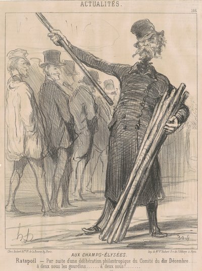 Na Polach Elizejskich, Ratapoil. W wyniku filantropijnej narady [sic!] Komitetu z dziesiątego grudnia...dwa grosze do klubu...dwa grosze... autorstwa Honoré Daumier