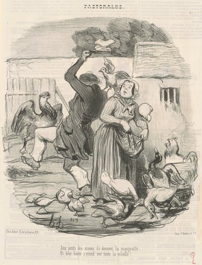Młode pisklęta karmią... autorstwa Honoré Daumier