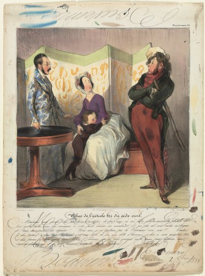 Tabliczka Caricaturana 50: naruszenie art. 24 kodeksu cywilnego z 1837 r. autorstwa Honoré Daumier
