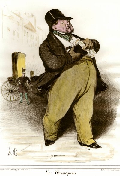 Karykatura przedstawiająca rysunek bankiera autorstwa Honore Daumier (1808-1879) z „The Charivari”” 1835. Ze zbiorów prywatnych autorstwa Honoré Daumier