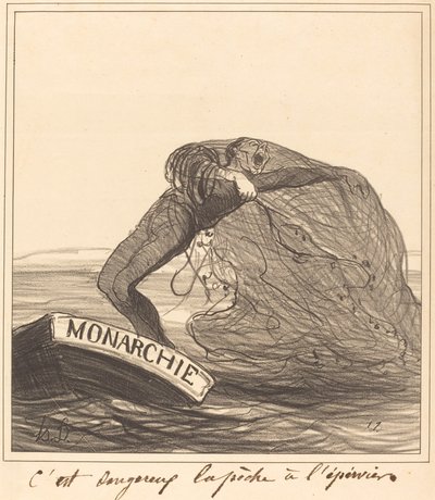 To niebezpieczne, łowienie sieciami zarzucanymi autorstwa Honoré Daumier