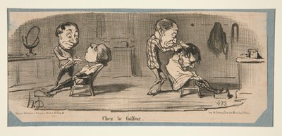 U krawca, u fryzjera, w Charivari, 3, 16 i 19 lutego 1853 r. autorstwa Honoré Daumier