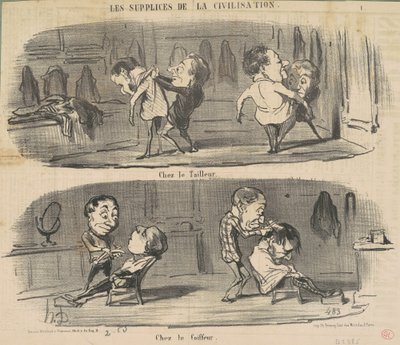 U krawca u fryzjera autorstwa Honoré Daumier