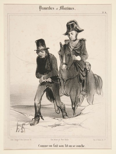 Jak się ścieli, kładzie się się płasko 4 z Przysłów i maksym autorstwa Honoré Daumier