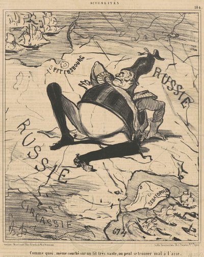 Jak co... na bardzo dużym łóżku,,, autorstwa Honoré Daumier