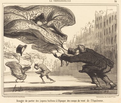 Niebezpieczeństwo noszenia halek balonowych... autorstwa Honoré Daumier