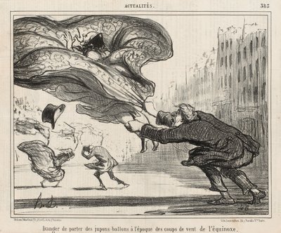 Niebezpieczeństwo noszenia halek balonowych w czasie sztormu równonocy, opublikowane 3 kwietnia autorstwa Honoré Daumier