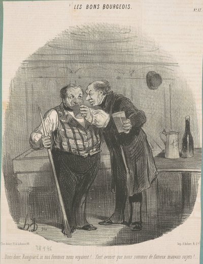 Powiedz mi, Ravignardzie, gdyby nasze kobiety nas zobaczyły! ... autorstwa Honoré Daumier