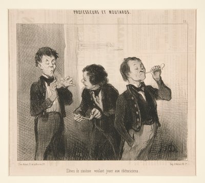 Uczniowie szóstej klasy, którzy chcą bawić się w retorów, od Profesorów i Moutardów autorstwa Honoré Daumier