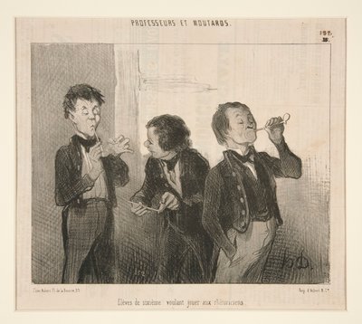 Uczniowie szóstej klasy, którzy chcą bawić się w retorów, od Profesorów i Moutardów autorstwa Honoré Daumier