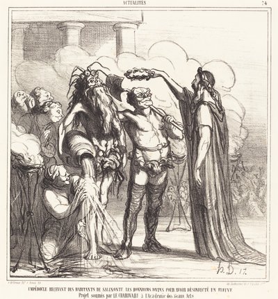 Empedokles odbierający... boskie zaszczyty... autorstwa Honoré Daumier