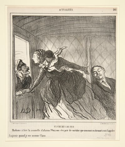 W pociągu: Madame zadzwoniła do drzwi autorstwa Honoré Daumier