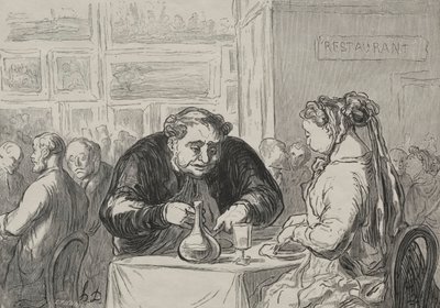 Wystawa sztuk pięknych: na miłość do sztuki i bufet z kotletami. autorstwa Honoré Daumier