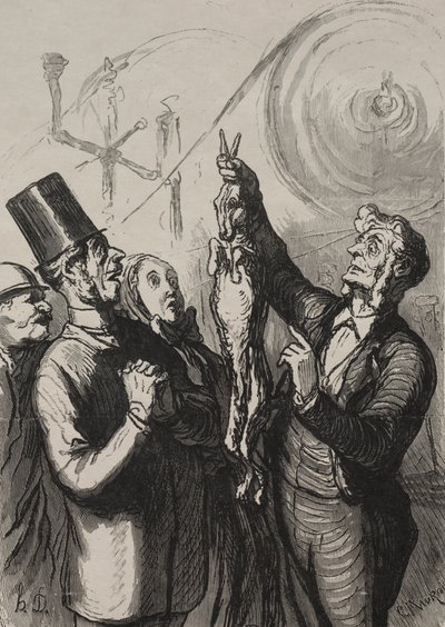Wystawa uniwersalna: za dziesięć minut będziesz miał gibelotę i kapelusz. autorstwa Honoré Daumier