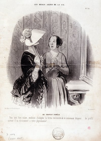 Kreskówka moda. Seria „Piękne dni życia”: „”Kapelusz Pamela…”” 4 listopada autorstwa Honoré Daumier