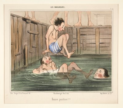 Zła pozycja!!! z Kąpiących się autorstwa Honoré Daumier