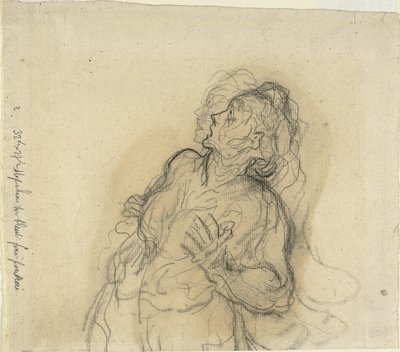 Przerażona kobieta autorstwa Honoré Daumier