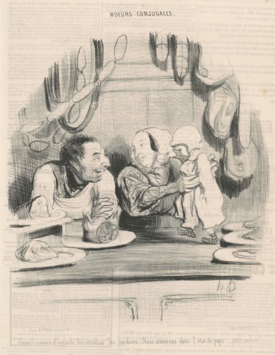 Ech! jak patrzy na cervelas... autorstwa Honoré Daumier