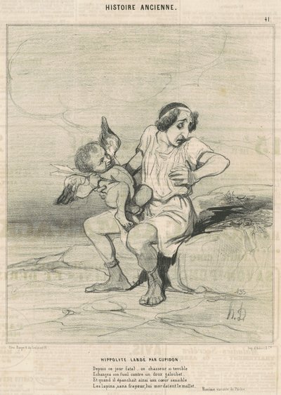 Hippolyte nadziany przez Kupidyna autorstwa Honoré Daumier