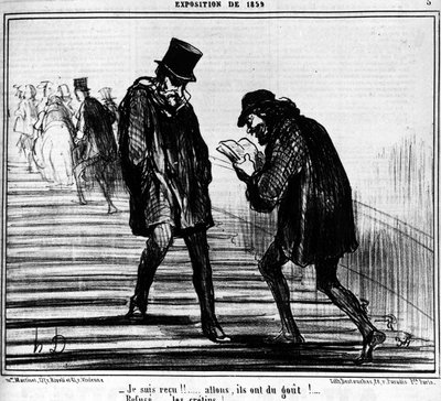 Przyjęto!!... Daj spokój, smakują!... - Odrzuć... kretyni! , zaczerpnięty z „Obrazów i salonów”, serialu animowanego Honore Daumiera (1808-1879). „Charivari” autorstwa Honoré Daumier
