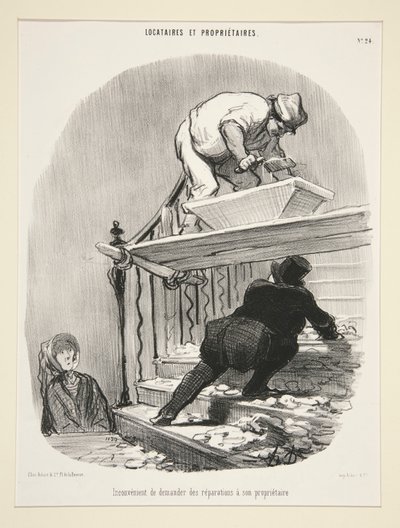 Niedogodności związane z prośbą o naprawy od właściciela, od najemców i właścicieli autorstwa Honoré Daumier