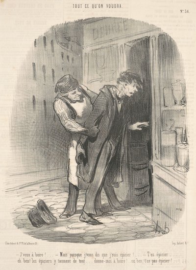 Chcę się napić! Ale odkąd ci powiem... autorstwa Honoré Daumier
