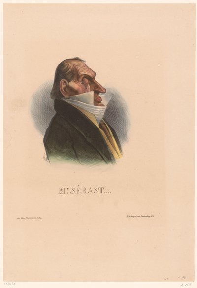 Karykatura Horacego Sébastiani Pan. Sebast (tytuł na obiekcie) autorstwa Honoré Daumier