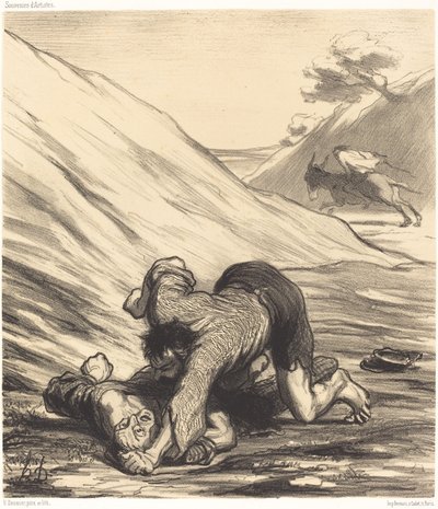 Osioł i dwaj złodzieje autorstwa Honoré Daumier