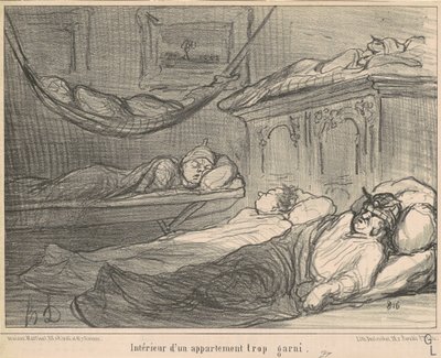 Wnętrze przeładowanego mieszkania... autorstwa Honoré Daumier