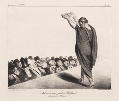 La Karykatura, Pl. 454, Ateńczycy strzeżcie się Filipa! autorstwa Honoré Daumier