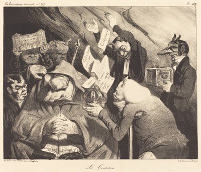Kuszenie, parodia obrazu Teniersa autorstwa Honoré Daumier