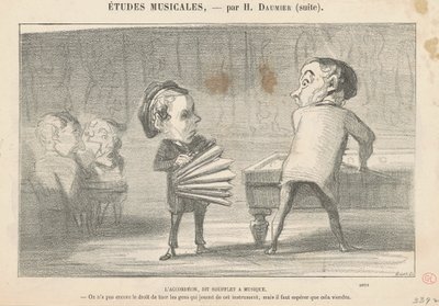 Akordeon, zwany miechem muzycznym autorstwa Honoré Daumier