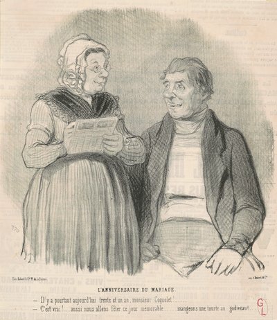 rocznica ślubu autorstwa Honoré Daumier